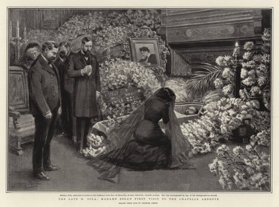 El difunto M Zola, primera visita de Madame Zola a la Chapelle Ardente de Georges Redon